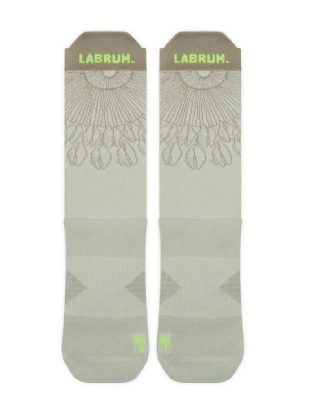 NWT Men's adidas Labrum Crew Socks with Taupe Cuff and Subtle Neon Accents